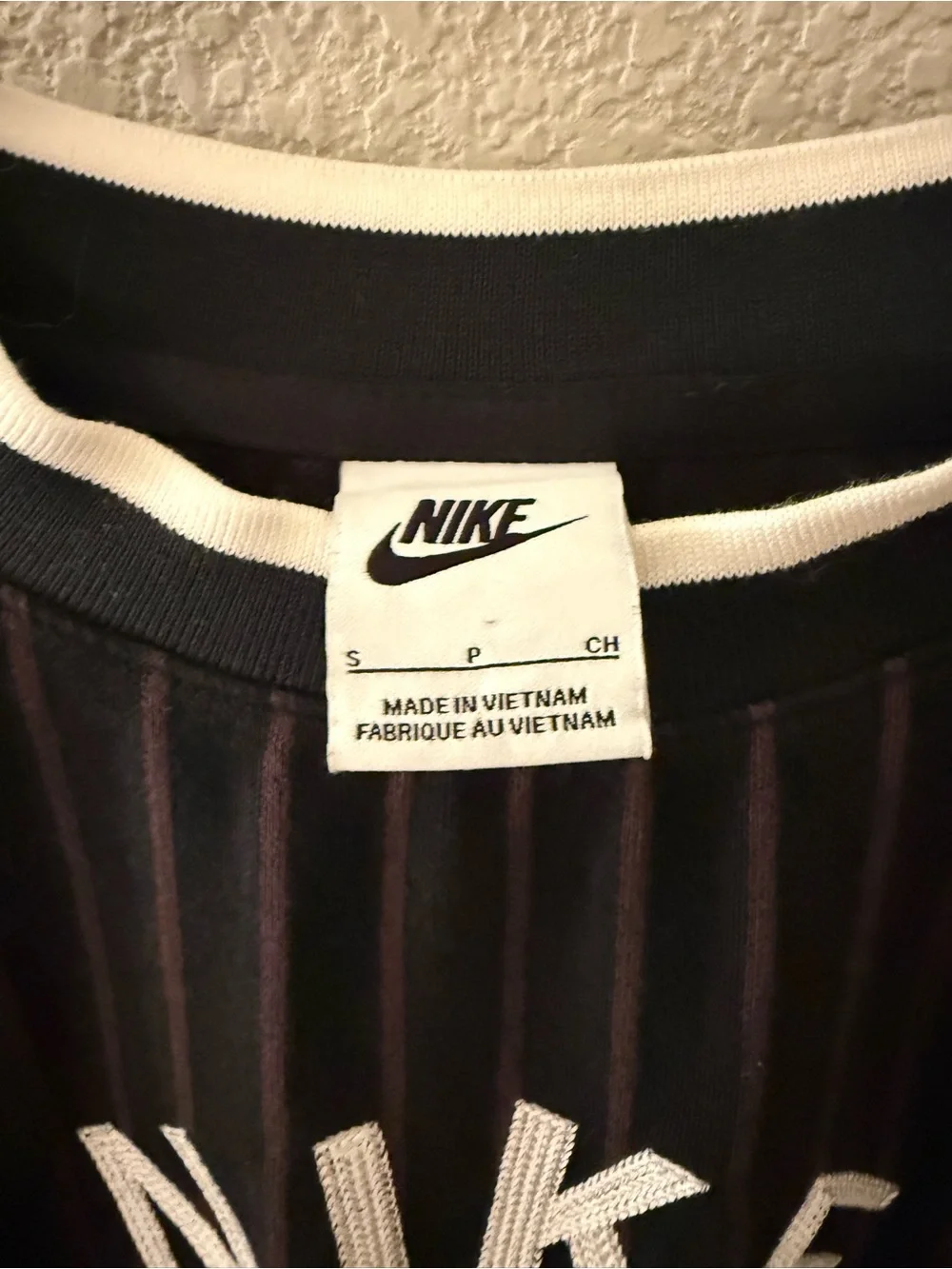 Nike Black Muscle Tee with Thin brown Pinstripes and White Trim